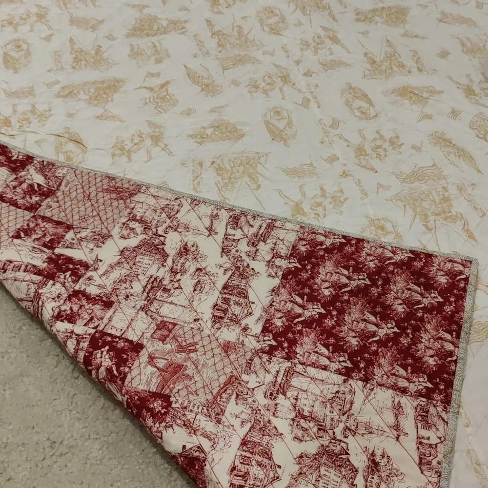 Quilt Handmade Reversible Scenic Throw Blanket Vintage Victorian Y2K Cottagecore
